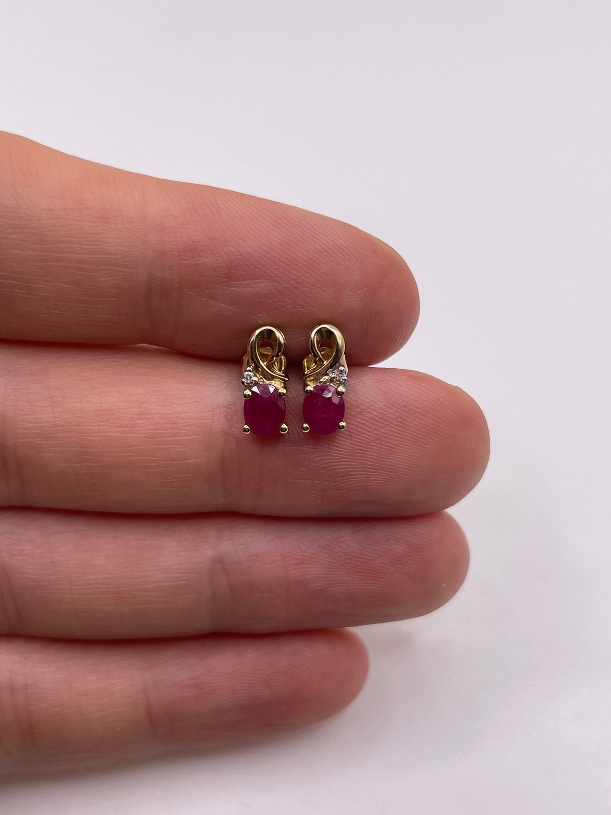 9ct gold ruby and diamond earrings