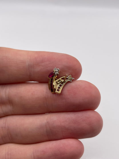 9ct gold ruby and diamond earrings