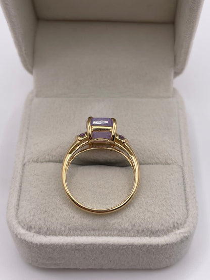 9ct gold jade and amethyst ring