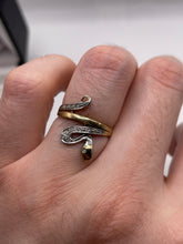 Load image into Gallery viewer, 9ct gold diamond snake ring
