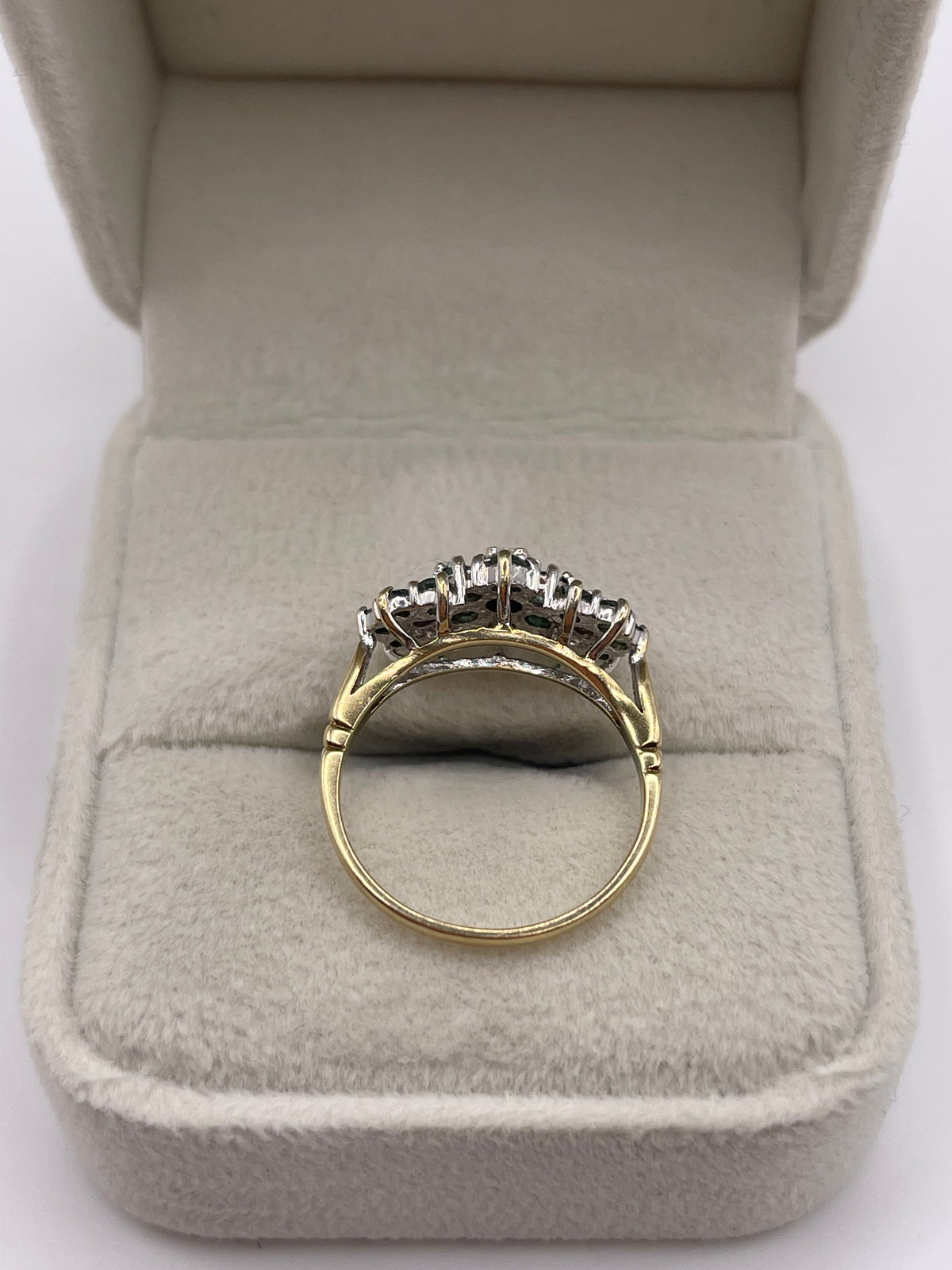 9ct gold emerald and diamond ring