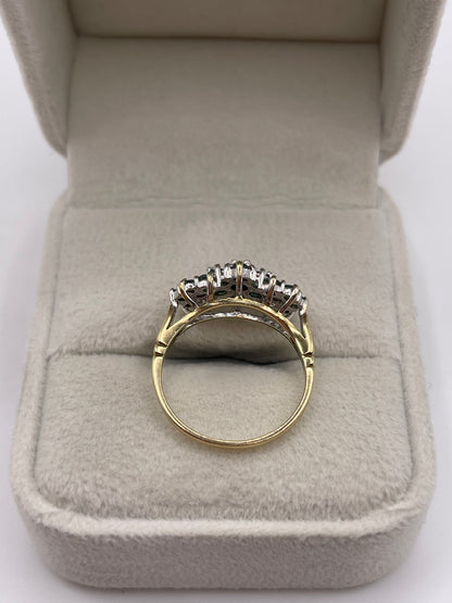 9ct gold emerald and diamond ring