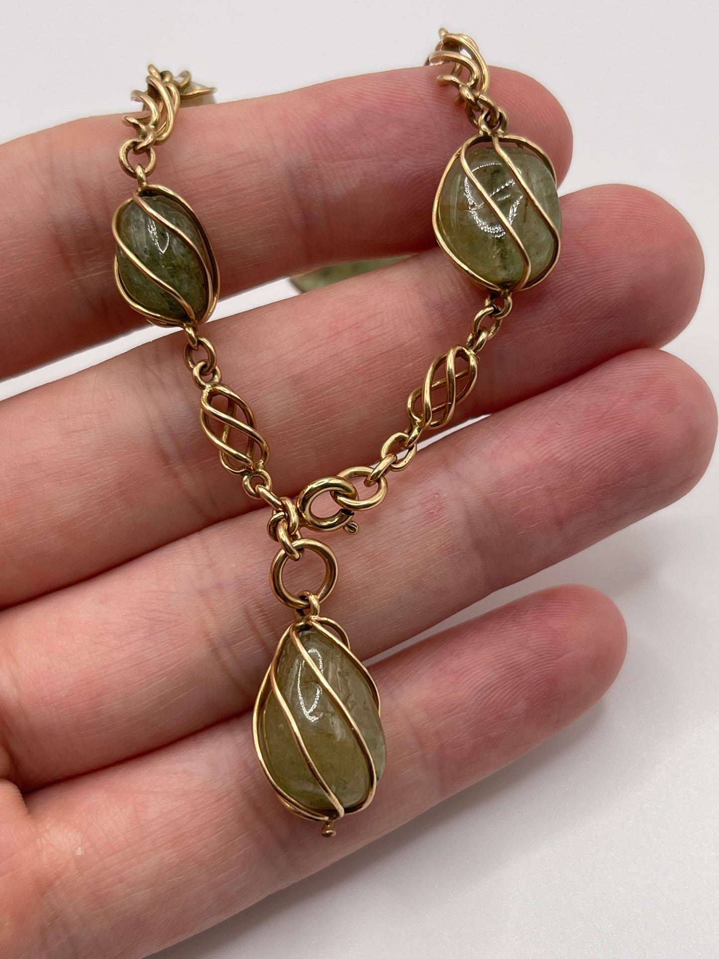 Antique 15ct gold gemstone and pearl bracelet