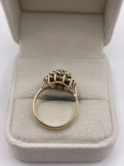 9ct gold sapphire and diamond cluster ring