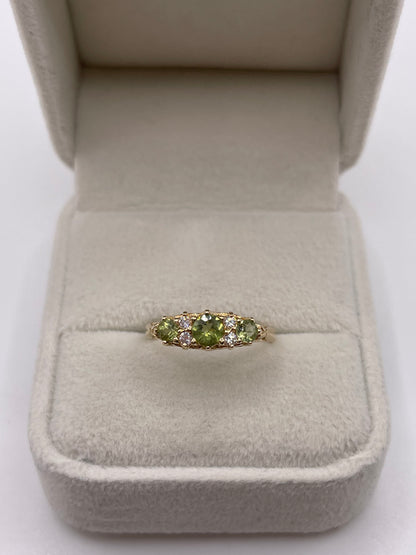 9ct gold peridot and diamond ring