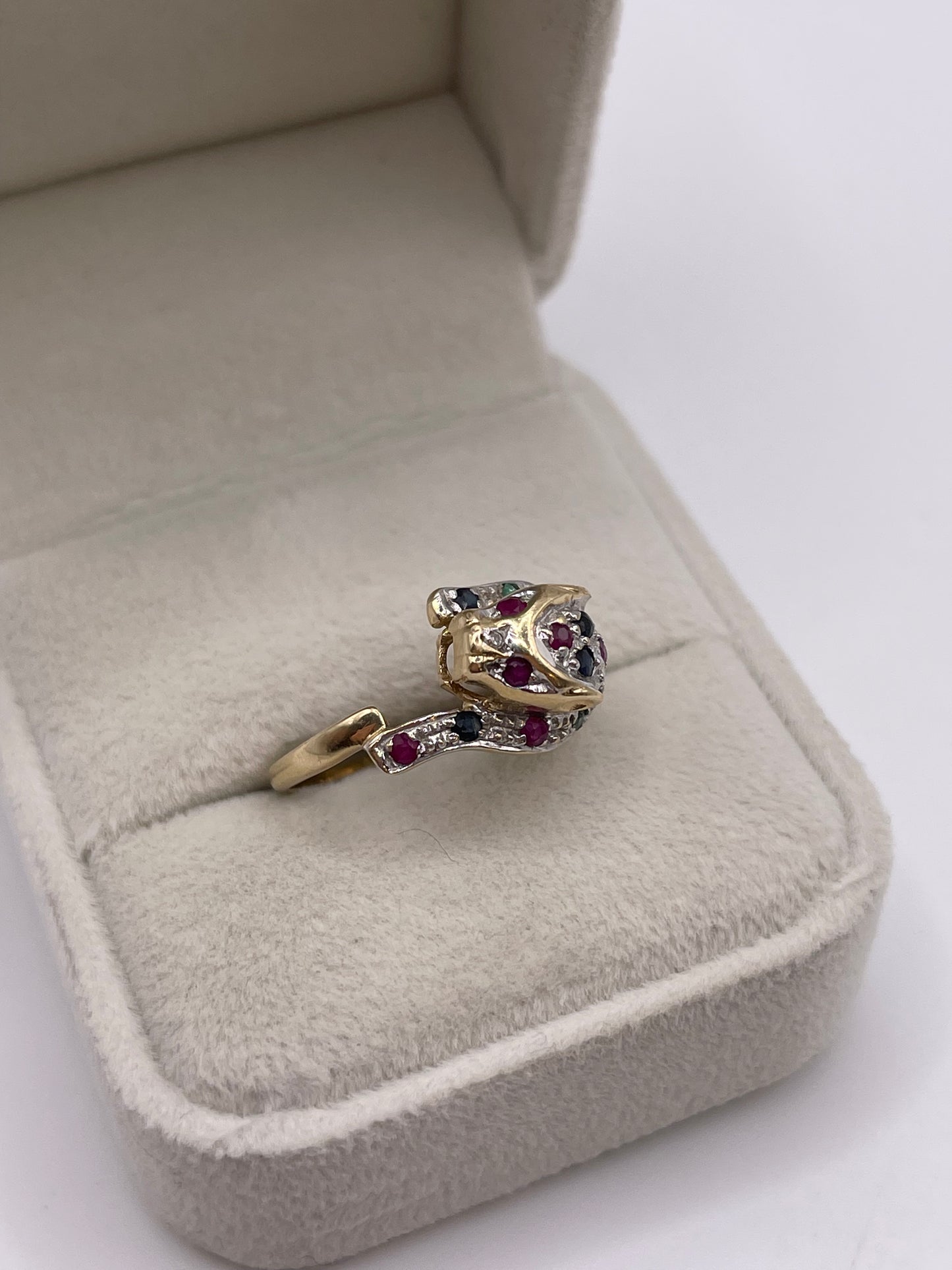 9ct gold multi gemstone and diamond ring