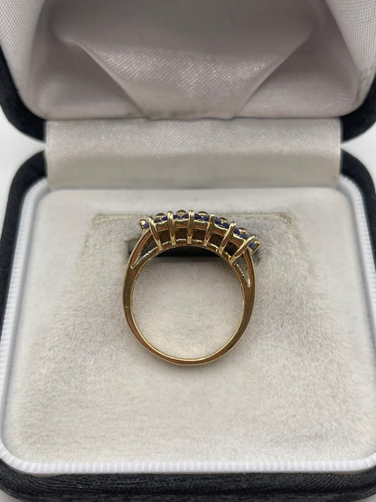 9ct gold tanzanite and diamond ring
