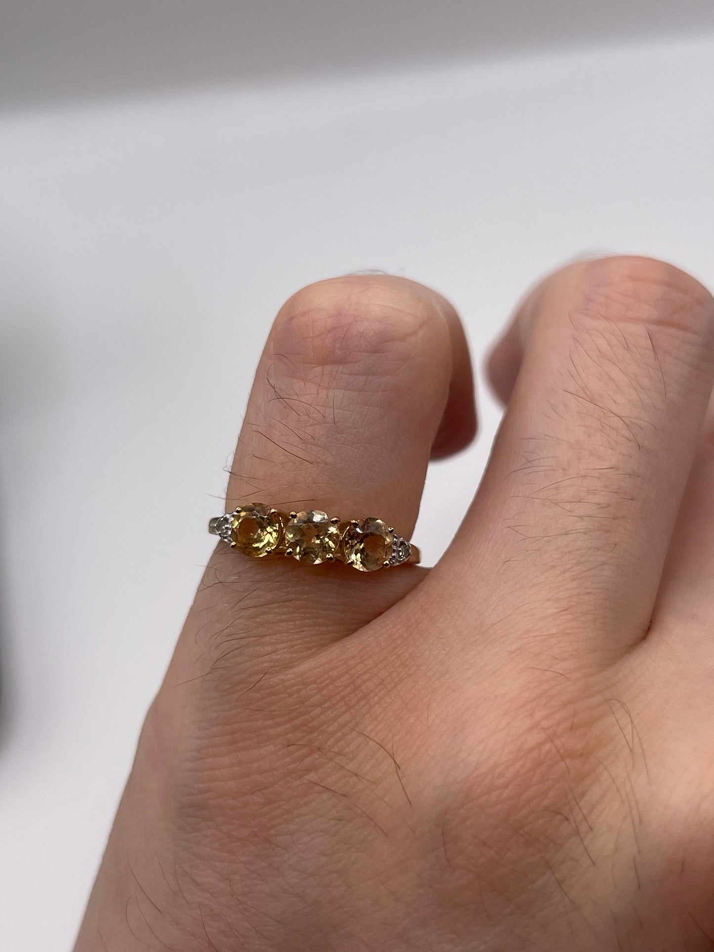9ct gold quartz and diamond ring