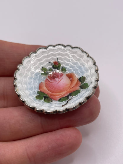 Silver enamel brooch