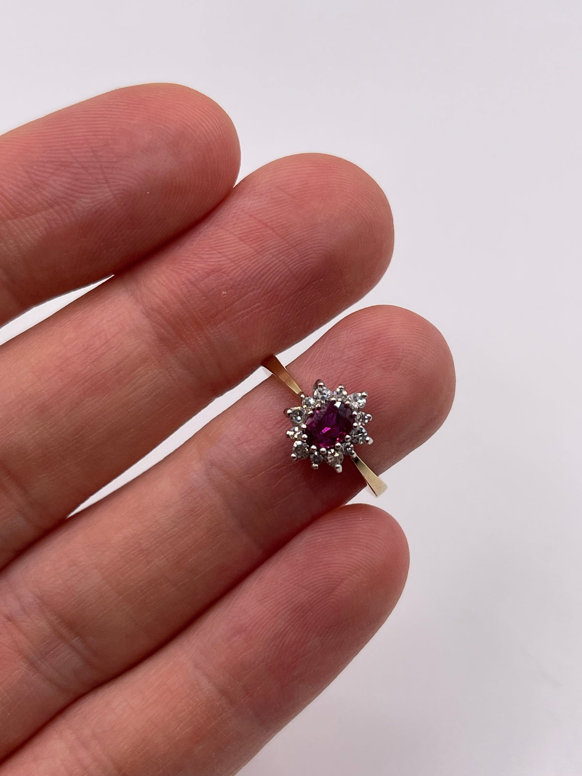 9ct gold ruby and diamond ring