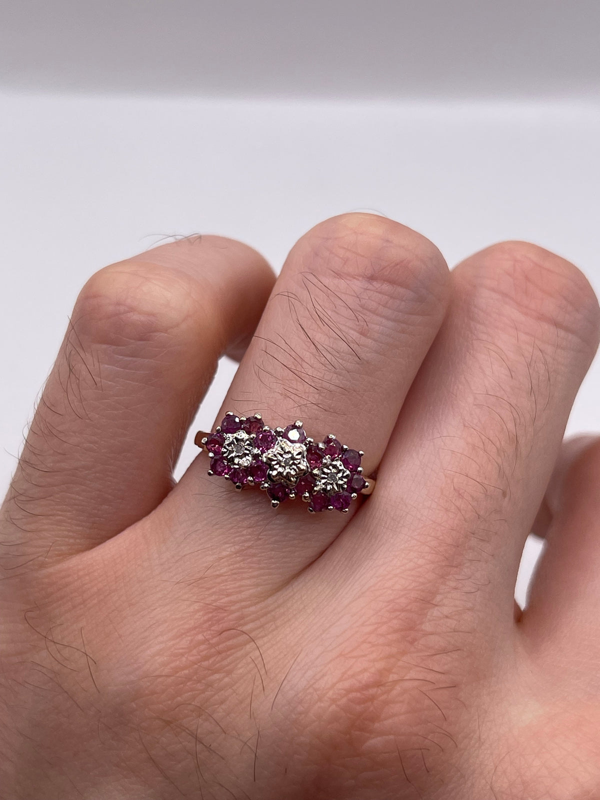 9ct gold ruby and diamond ring