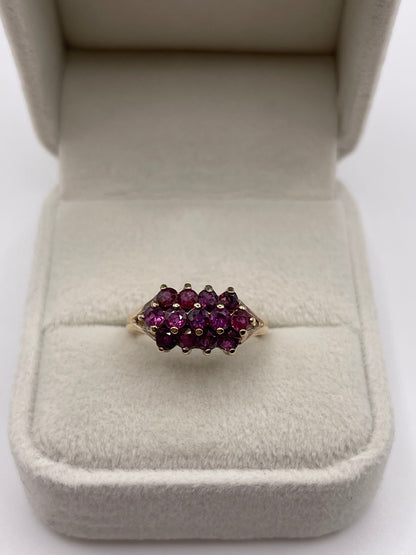 9ct gold ruby cluster ring