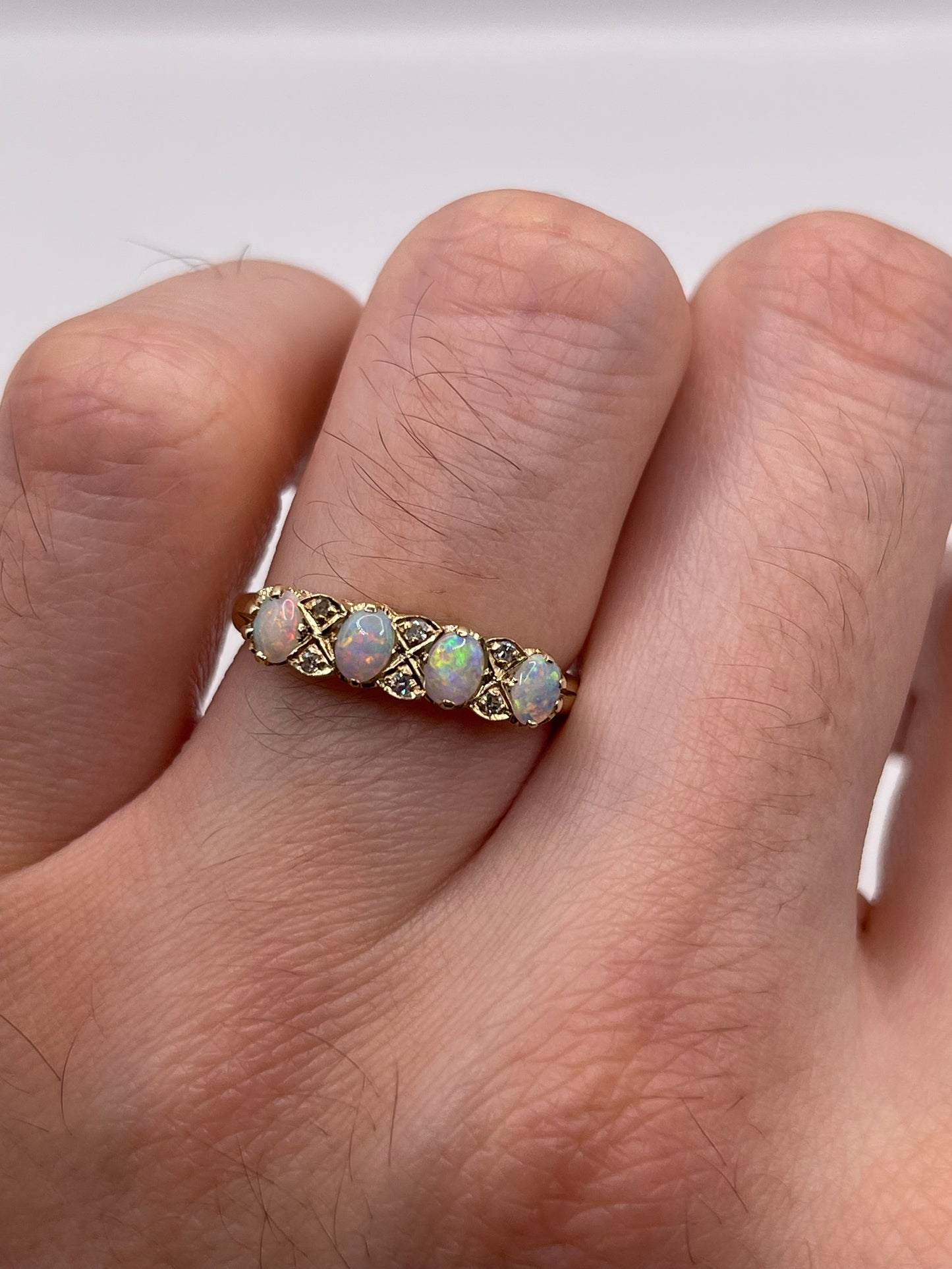 9ct gold opal and diamond ring