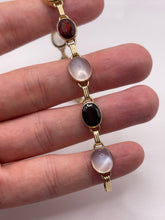 Load image into Gallery viewer, 9ct gold moonstone and garnet bracelet
