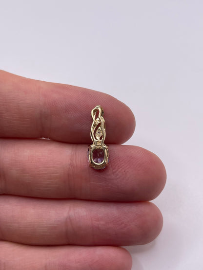 9ct gold iolite and diamond pendant