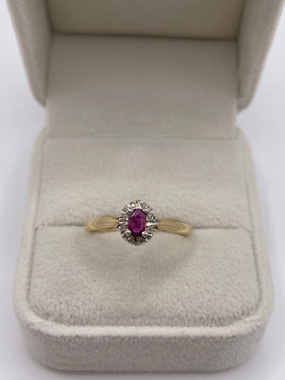 9ct gold ruby and diamond ring