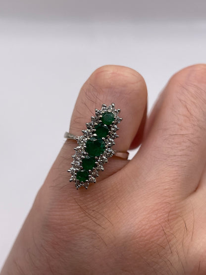 18ct white gold emerald and diamond ring