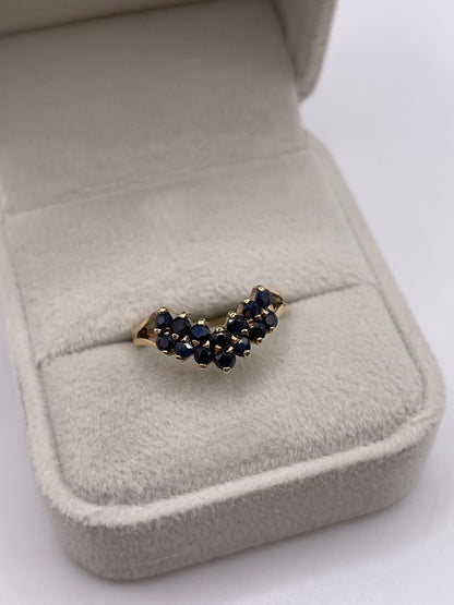 9ct gold sapphire wishbone ring