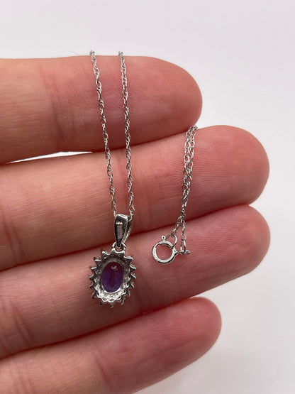 18ct white gold tanzanite and diamond necklace