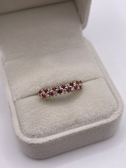 9ct gold ruby and cz ring