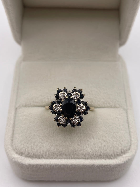 9ct gold sapphire and diamond ring