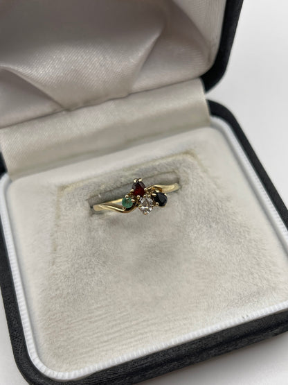9ct gold multi gemstone ring