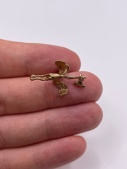 9ct gold stork charm