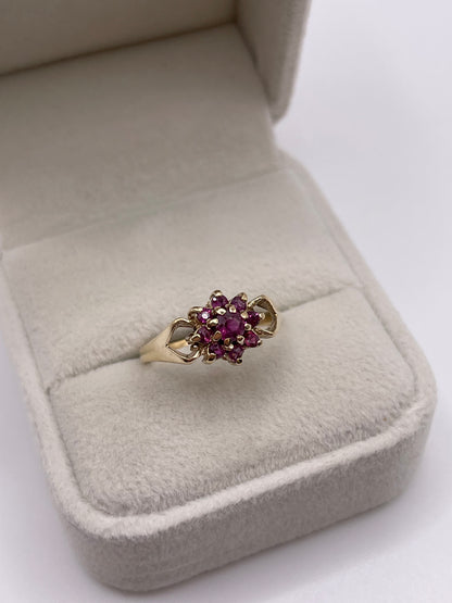 9ct gold ruby cluster ring
