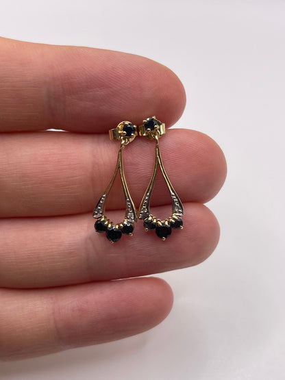 9ct gold sapphire and diamond earrings