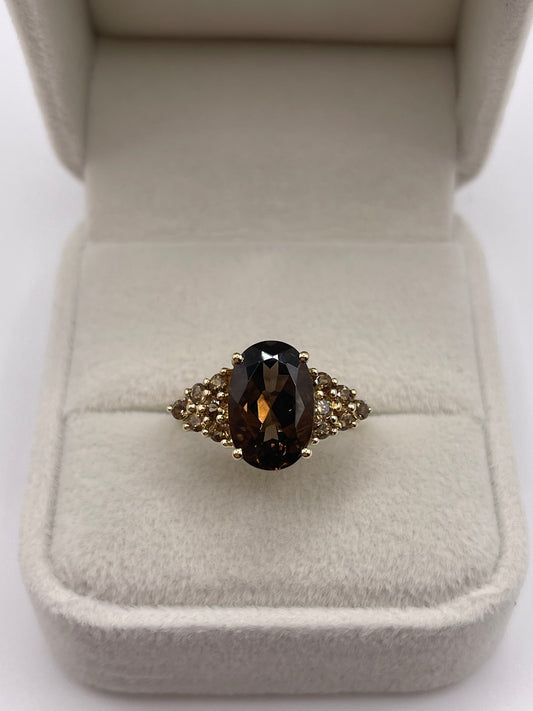 9ct gold Smokey quartz ring