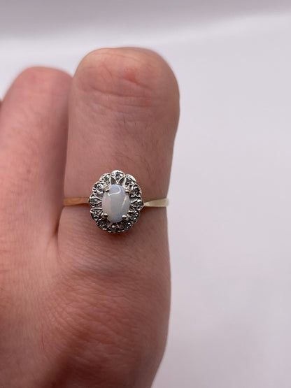 9ct gold opal and diamond ring