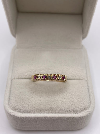9ct gold ruby and diamond ring