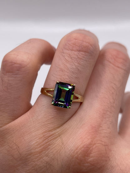 9ct gold mystic topaz ring