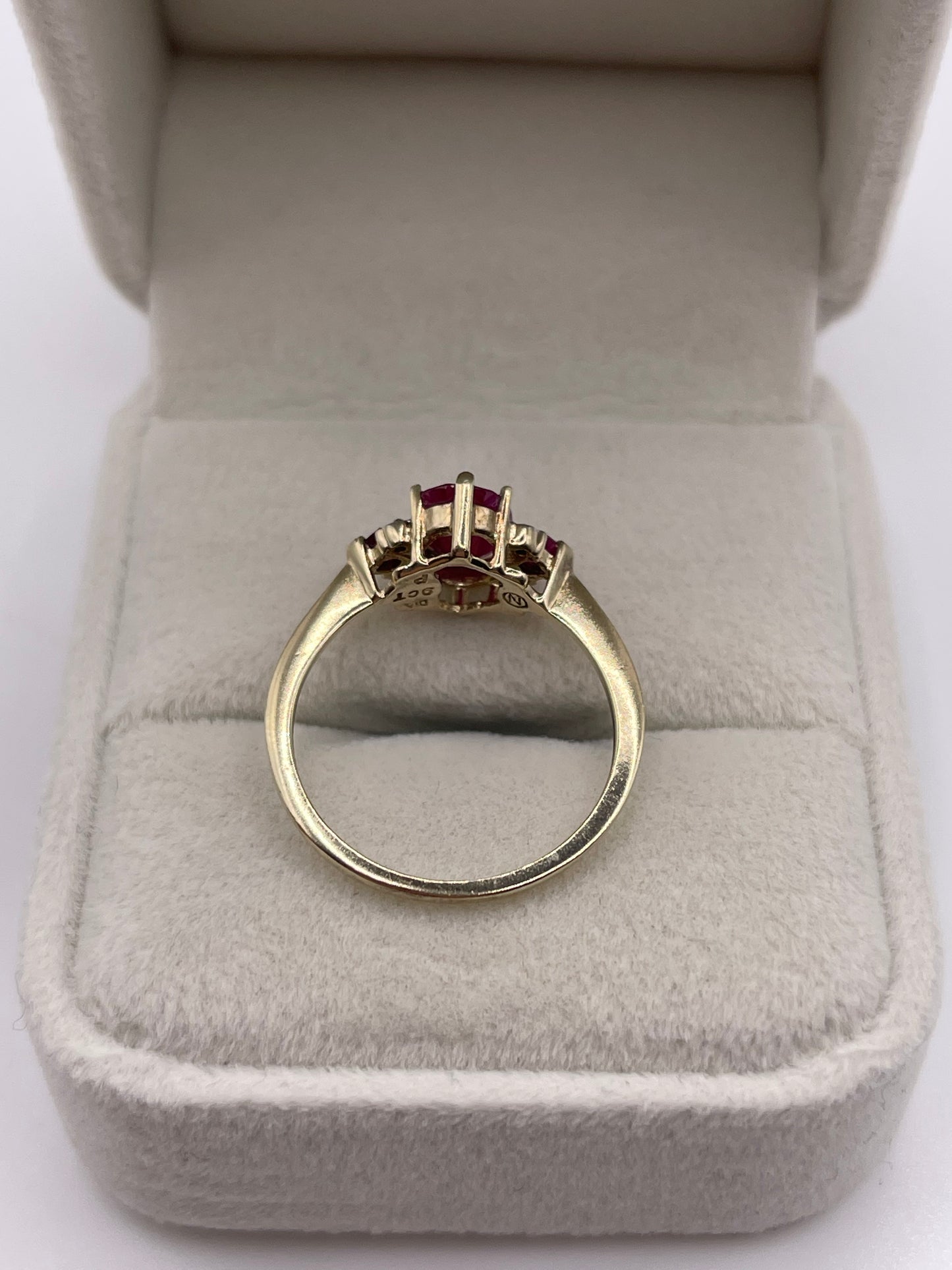 9ct gold ruby and diamond ring