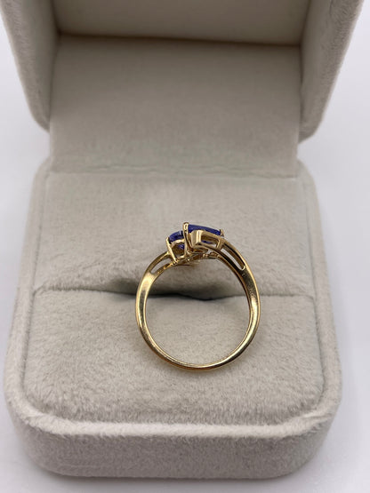 9ct gold tanzanite and zircon ring