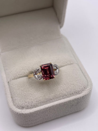 14ct gold tourmaline and diamond ring