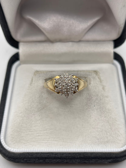 9ct gold 50 point diamond cluster ring