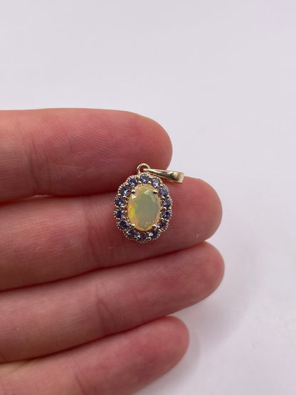 9ct gold opal and tanzanite pendant