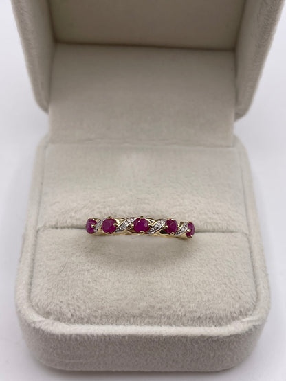 9ct gold ruby and diamond ring