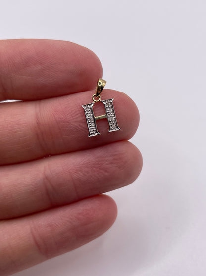 9ct gold diamond initial H pendant
