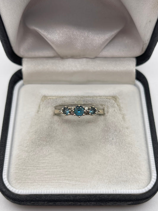 9ct gold blue topaz and diamond ring