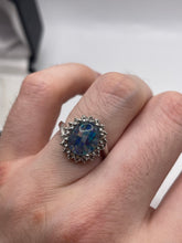 Load image into Gallery viewer, Silver black opal and zircon ring
