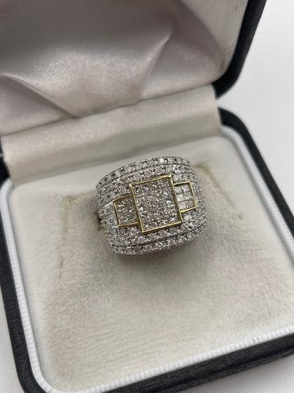 9ct gold 2ct diamond cluster ring