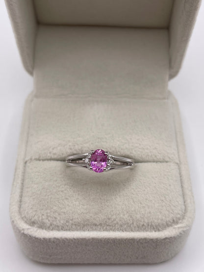 18ct white gold pink sapphire and diamond ring