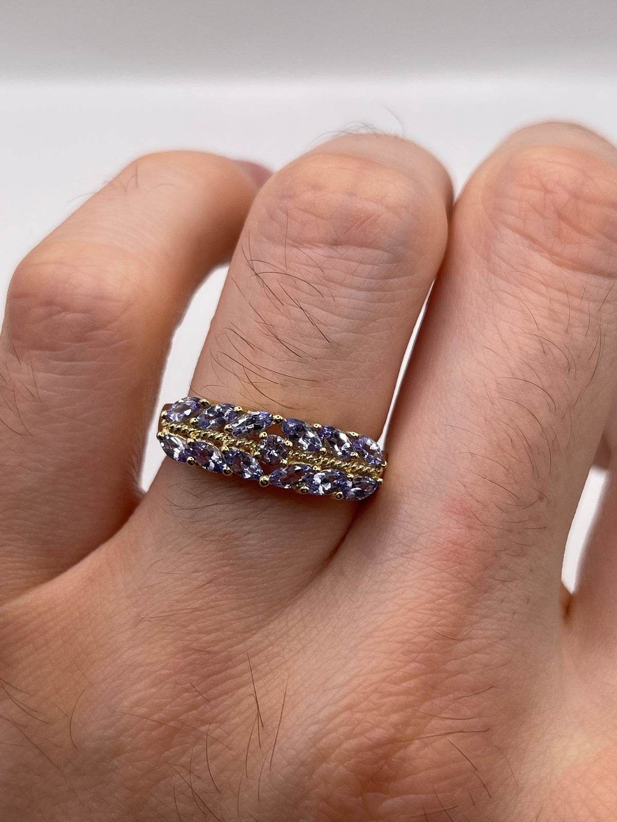 9ct gold tanzanite cluster ring