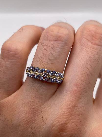 9ct gold tanzanite cluster ring