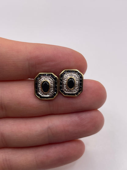 9ct gold sapphire and diamond earrings