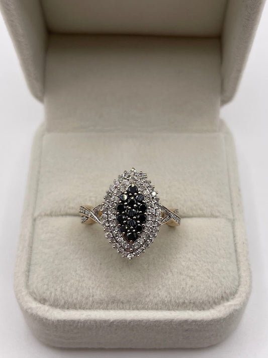 9ct gold diamond cluster ring