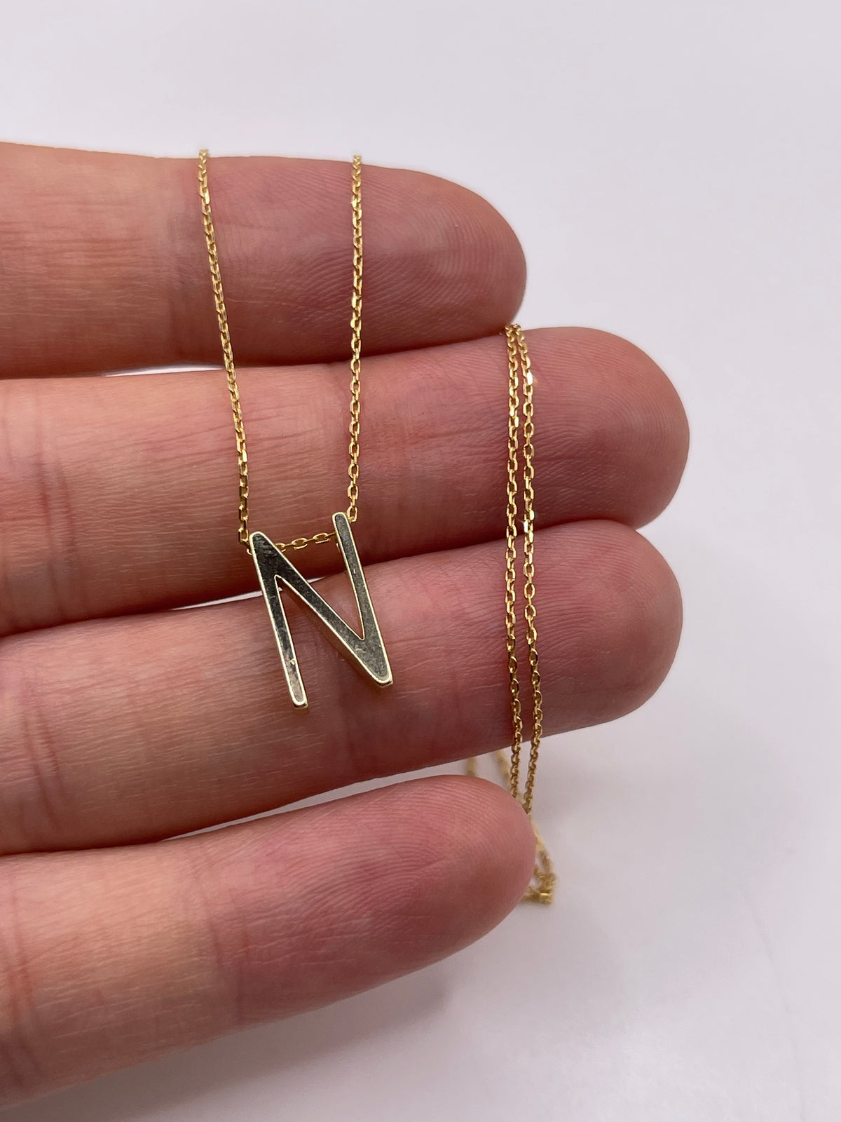 9ct gold initial N necklace