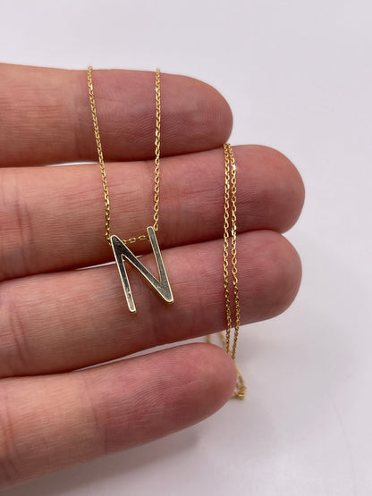 9ct gold initial N necklace